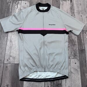 Danny Shane Bolt Cycling Short Sleeve Jersey Men's Large Road Full Zip Gray Pink